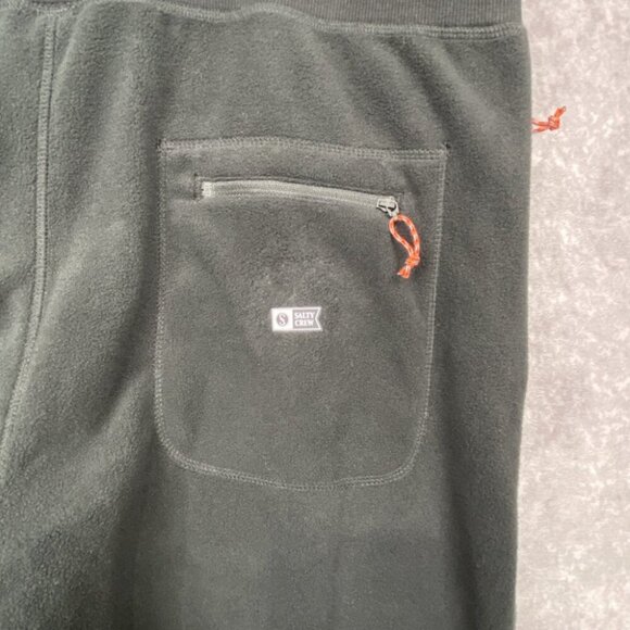 Salty Crew Fleece Joggers Sweatpants Mens XL Black Zip Pocket Drawstring - Picture 11 of 14